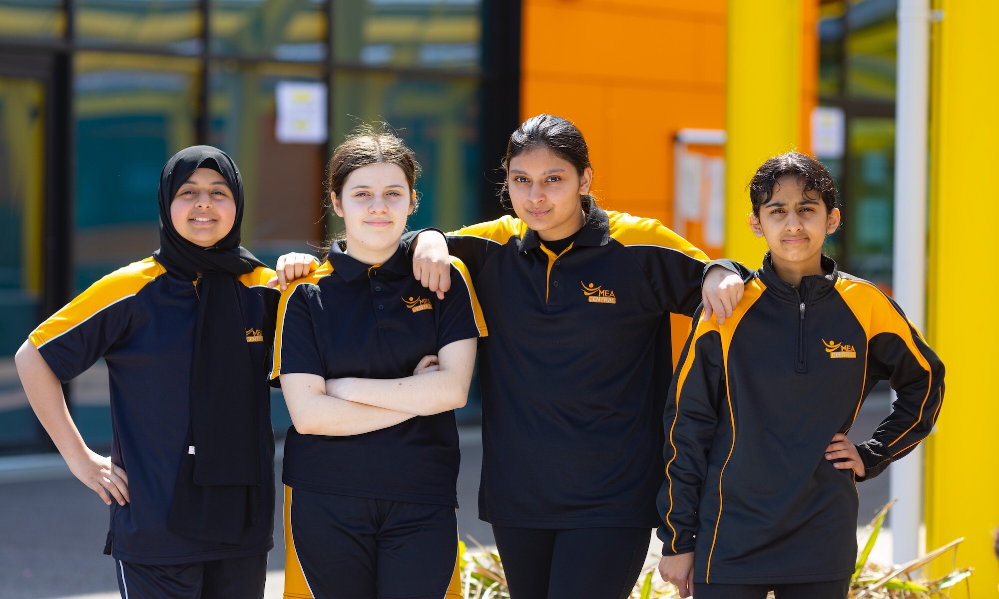 MEA Central students on their way to a sports fixture on the school grounds