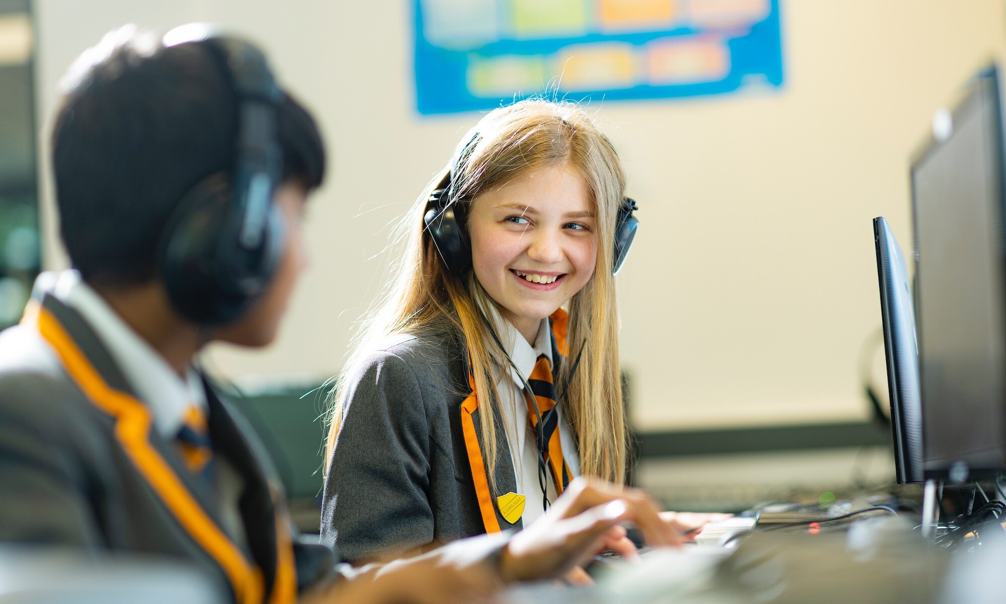 MEA Central pupils working on an ICT task together